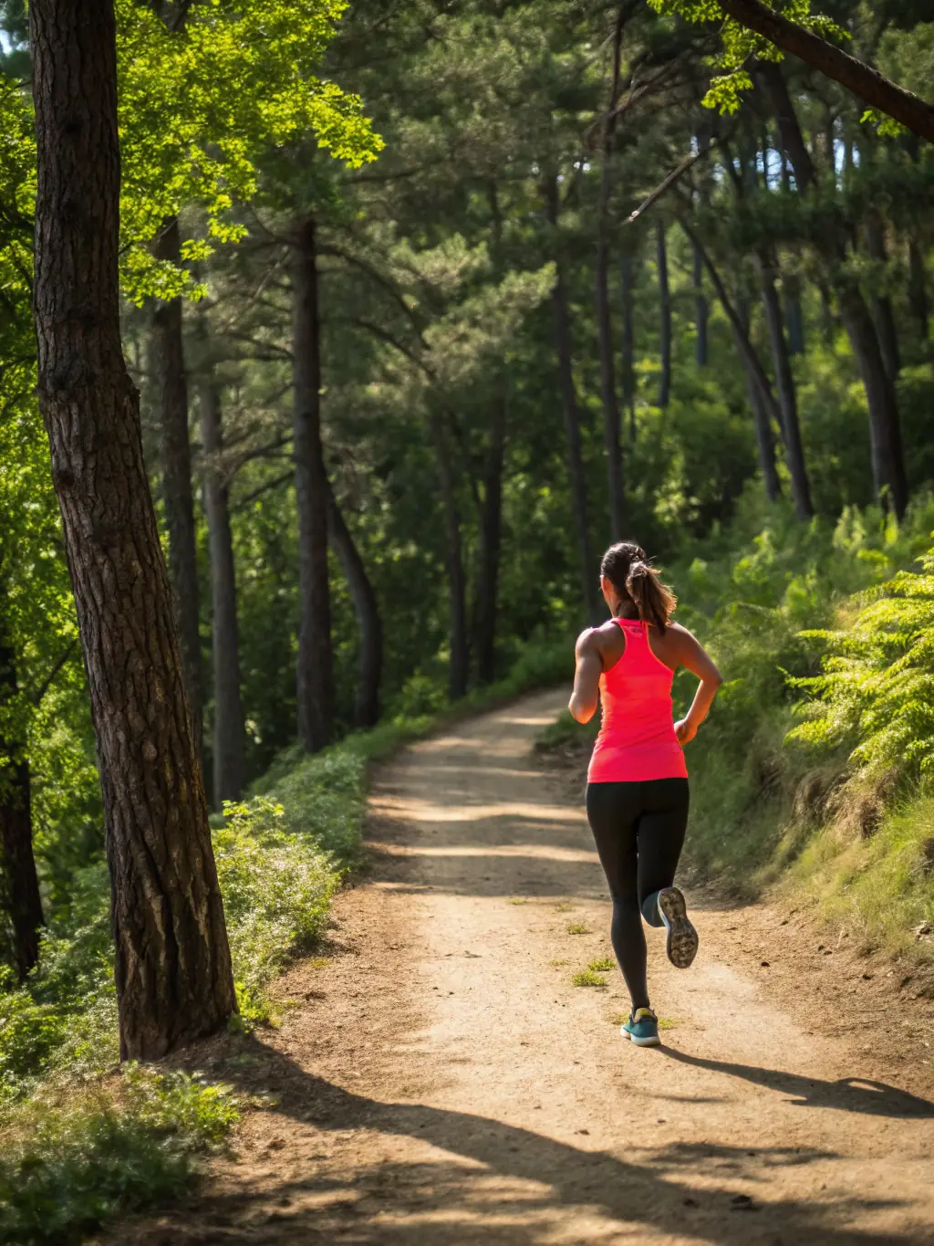 An athlete dynamically training outdoors, with a focus on personalized fitness routines based on DNA insights, under a clear blue sky.