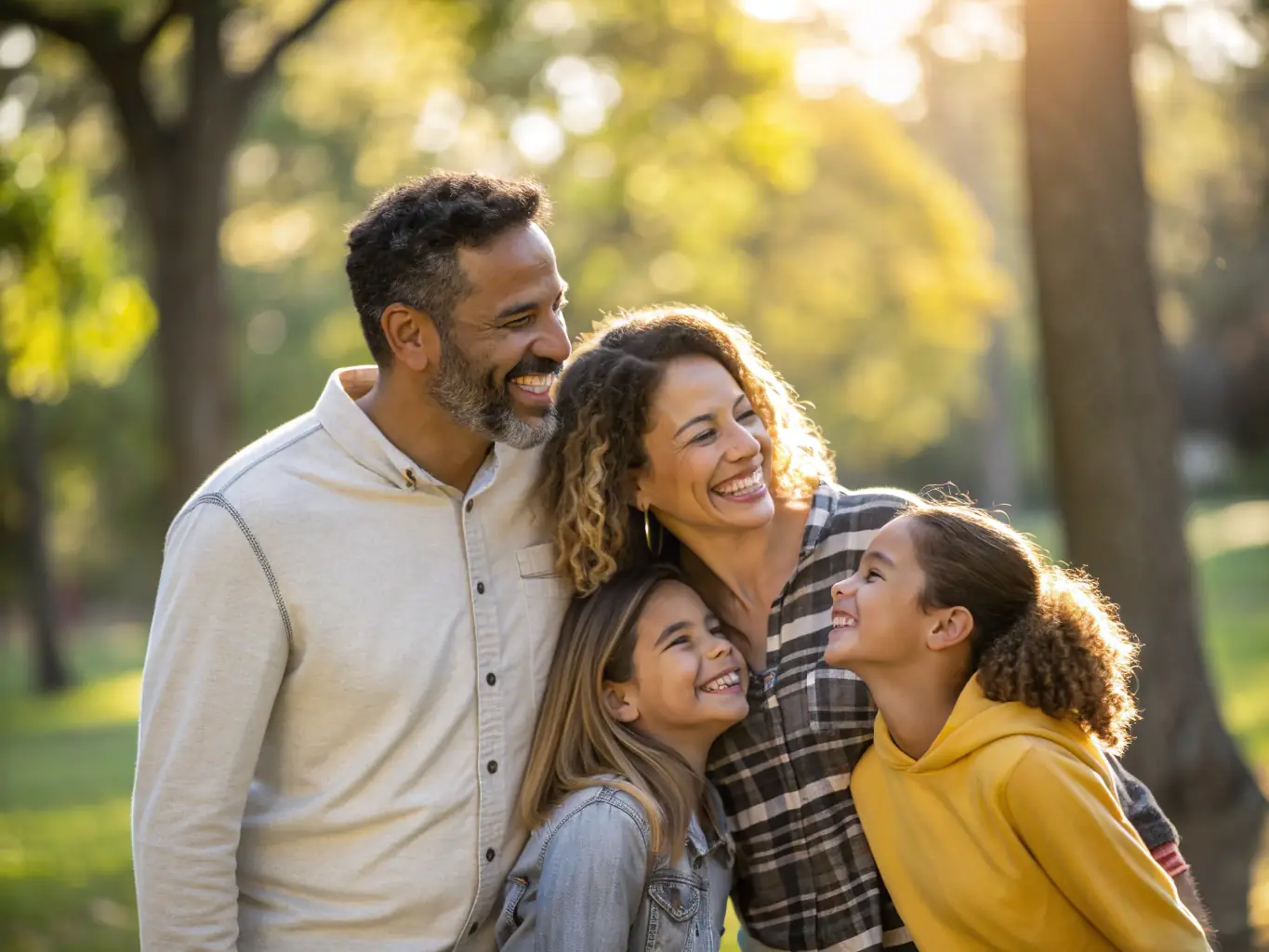 A serene image of a family smiling together, representing the peace of mind that comes from knowing the truth about paternity.