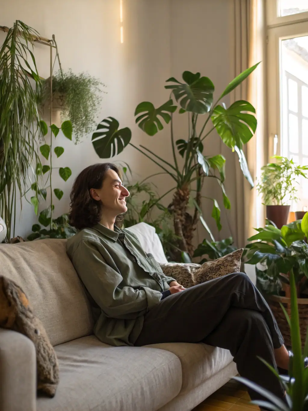An image depicting a person enjoying cannabis in a comfortable and safe environment, representing the optimized experiences facilitated by the DNA test.